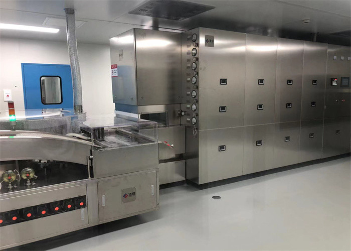 Automatic Dry Powder Vial Filling Line Ultrasonic Washing, hot wind oven drying with piston pump