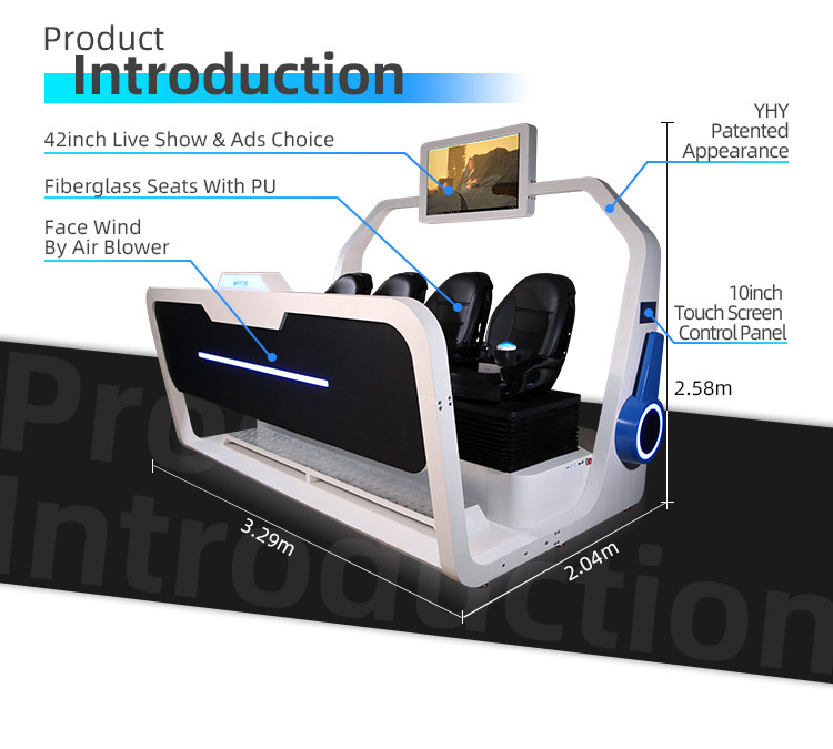 4 Seats VR Theme Parks Roller Coaster Shooting Chair Simulator With Interactive Button