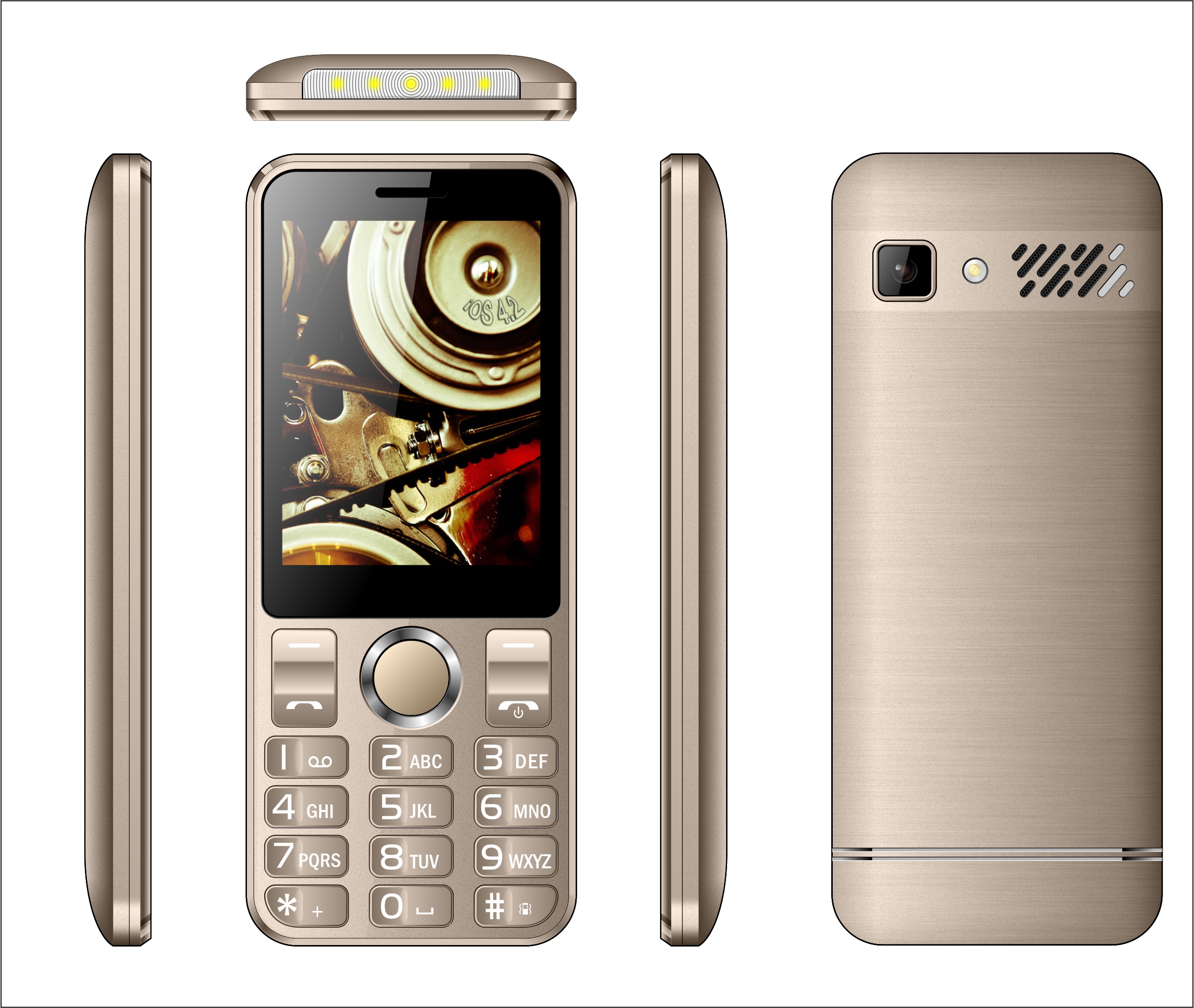 Dual Sim Card Keypad Button Phone Mobile Phone Torch Light GSM Android FM BT