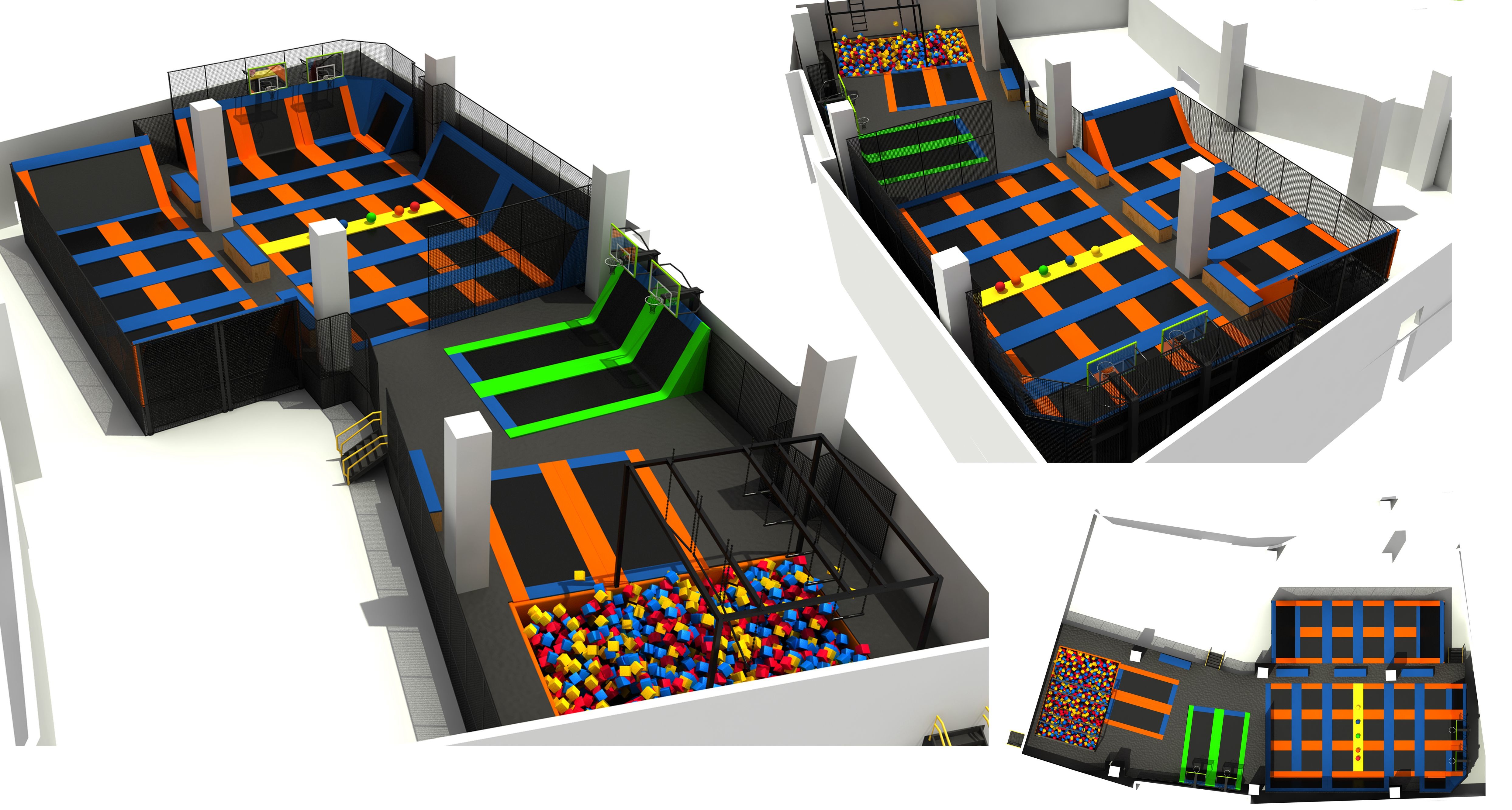 623M2 China Manufacture Commercial Kids and Adults Trampoline Park /Indoor Trampoline with Basketball Game