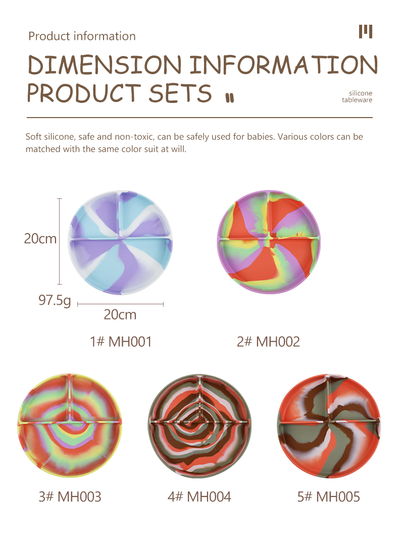 Multiple Color Silicone Tableware Set Plate For Baby Toddler Dinner set kids silicone food set