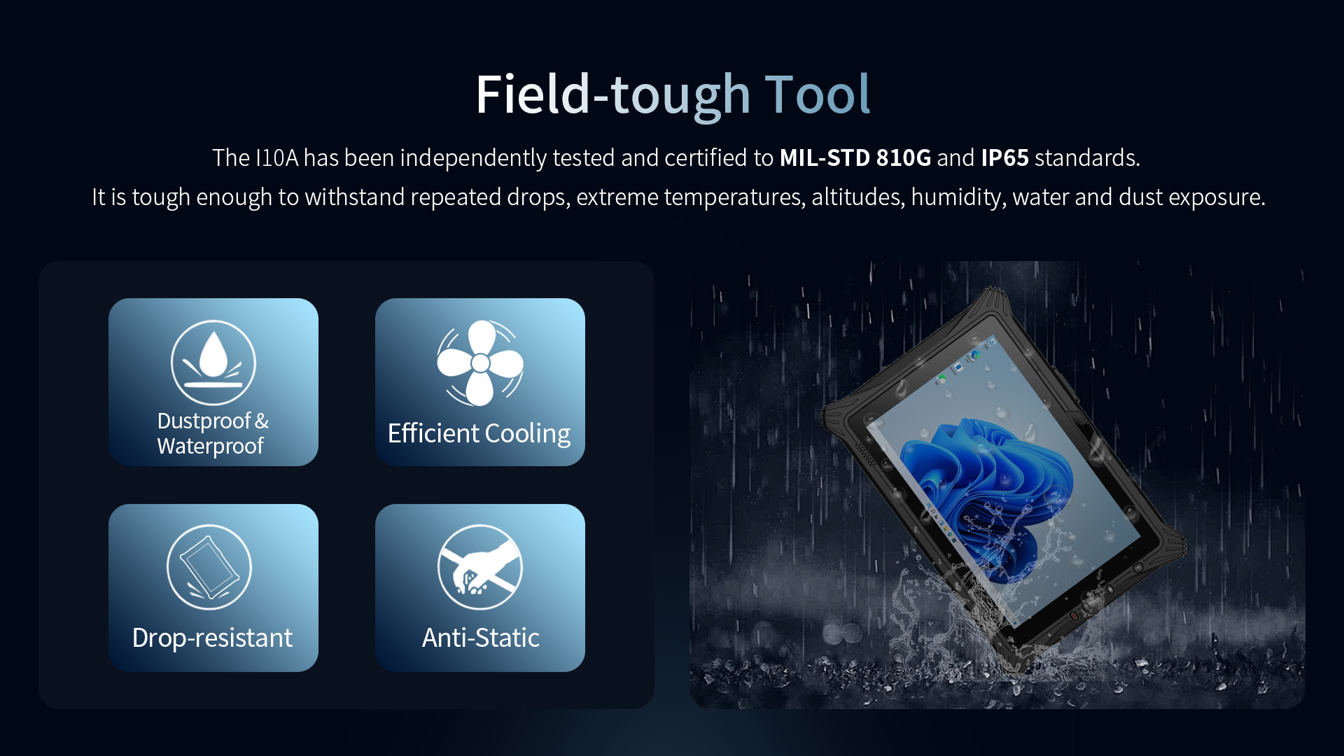 EM-I10A 10-Inch Rugged Tablet with Sunlight Readable Matte Screen and USB Type C Drive Interface