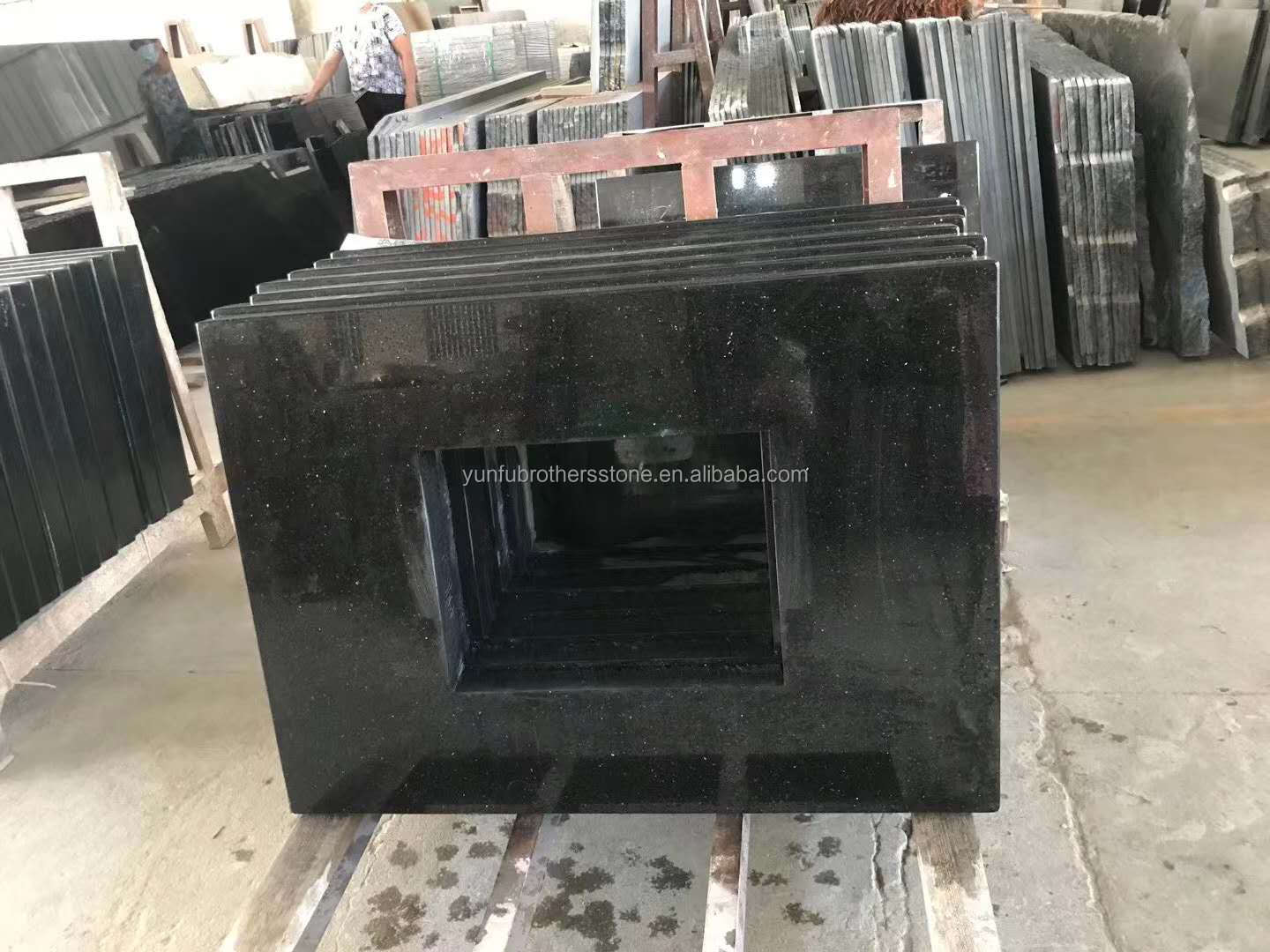 Hotel Kitchen Countertop and Stairs Cut-To-Size Indian Black Star Galaxy Granite Slabs