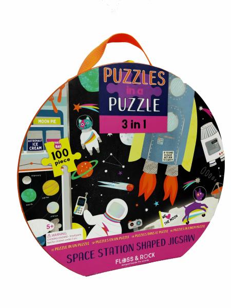 100 Pieces Preschoolers Giant Shaped Paper Jigsaw Puzzle 3 In 1 Space Station 18
