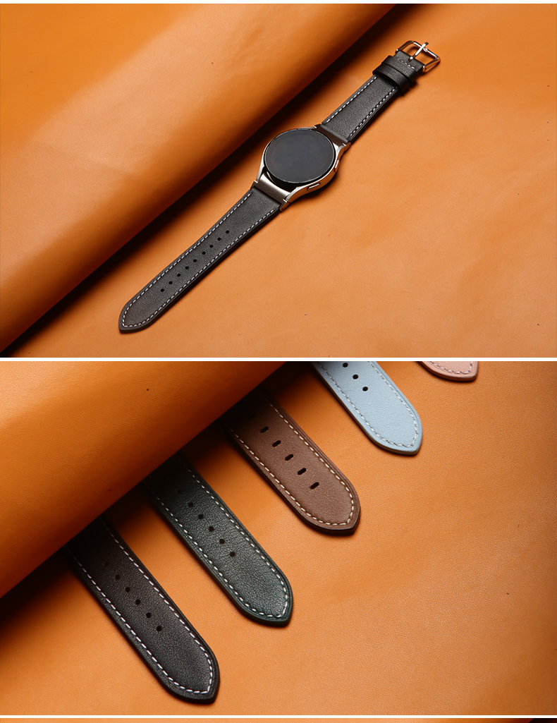 20mm Leather Watch Band for Samsung Galaxy Watch 4 Quick Release Genuine Leather Strap