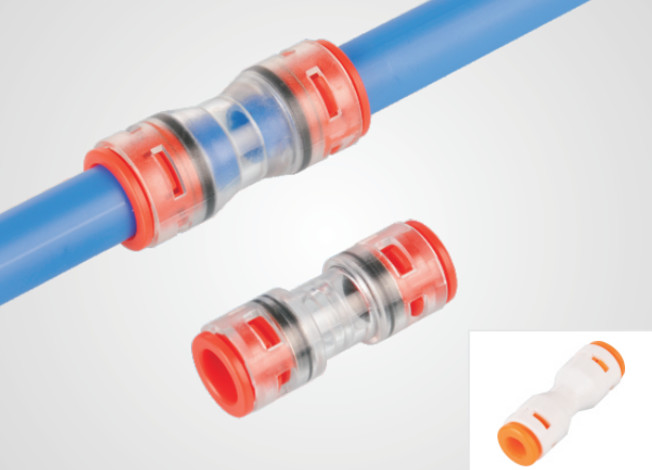 Straight Micro duct Connectors with Locking Clips in Blown Fibre Optic Micro Ducted Network Solutions