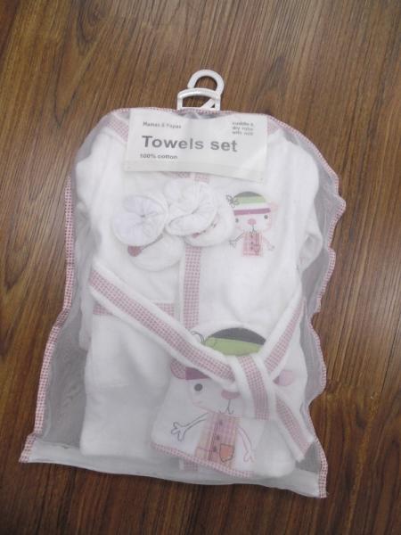 Quality towels set for baby,non-twist woven terry cotton fabric products gift set for sale