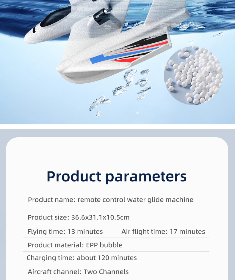 Rc Hydroplane Plane Toys Jet Fixed Wing 2.4g Remote Control Glider Foam Airplane Model Rc Plane for 8-13 Years Old