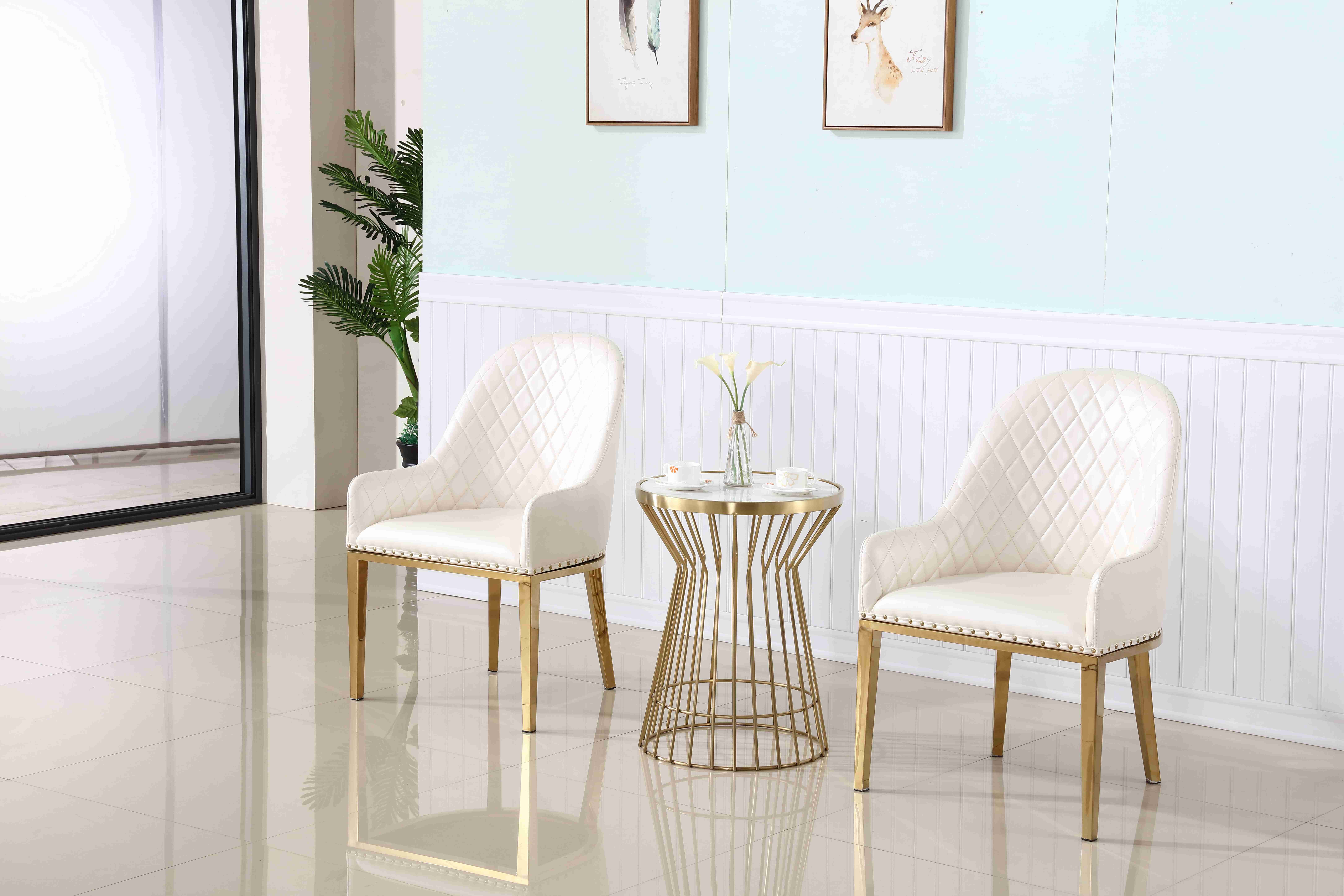 Nordic Padded Dining Room Chairs SS Leather Negotiation Dining Room Lounge Chairs White