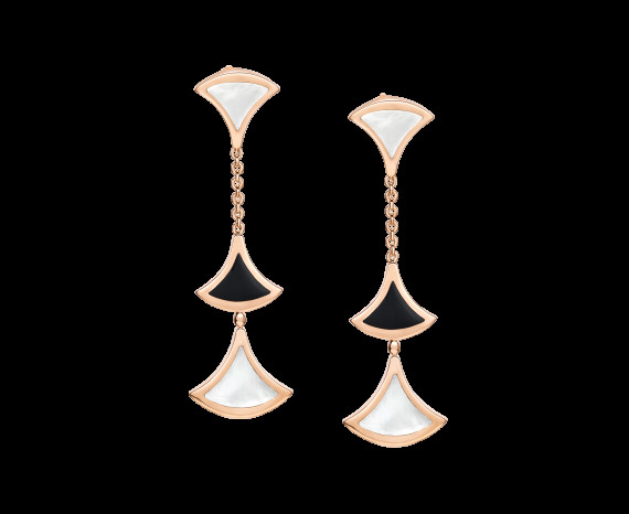 DIVAS’ DREAM earrings in 18 kt pink gold with onyx and mother of pearl Ref. 350260 OR857051