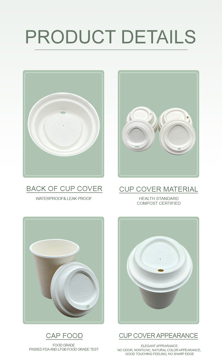 100% Biodegradable Capsul Cups Cover Bubble Recyclable Disposable Bagasse Cups Lids For Coffee Cup