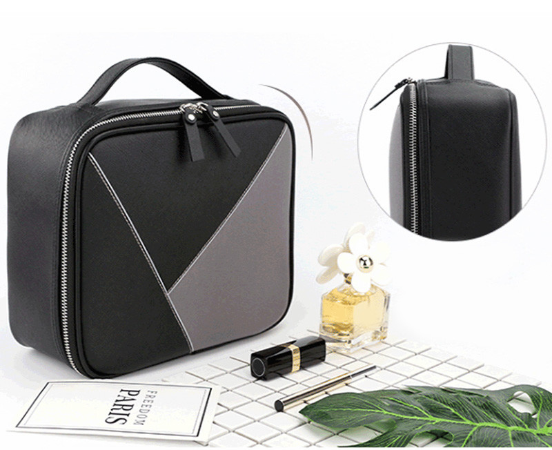 Water Repellent Double Zipper Women PU Makeup Bag Case