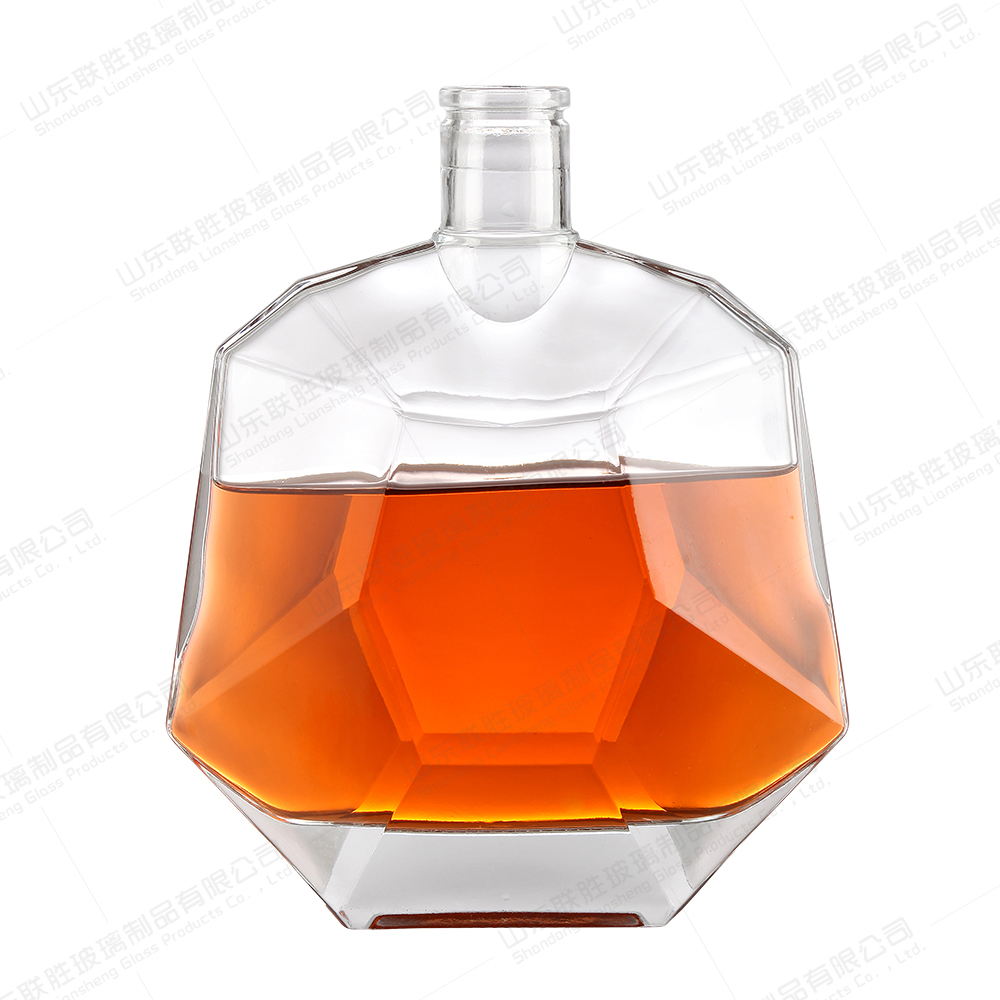 Healthy Lead-free Glass 500ml Brandy Bottle for Liquor Packaging and Round Design