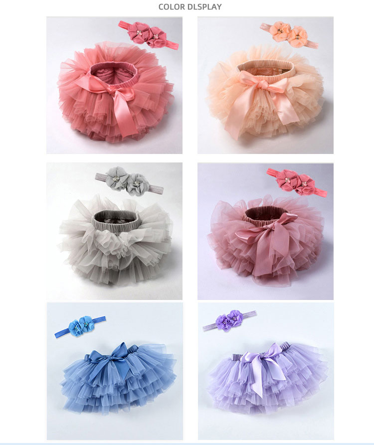Polyester Infant Girls' Tulle Tutu Skirt Bloomers For Kids Baby Clothing
