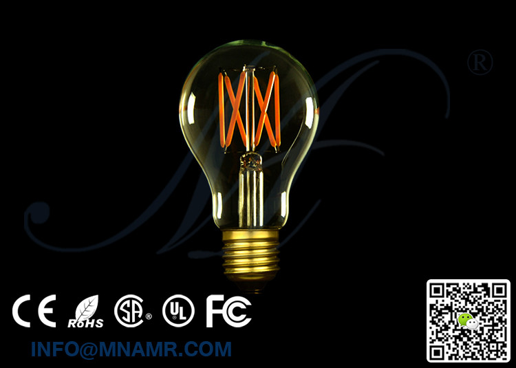 6W A19 LED Edison Bulb for Vintage Wrought Iron Light Loft Style Creative Pendant Lamp