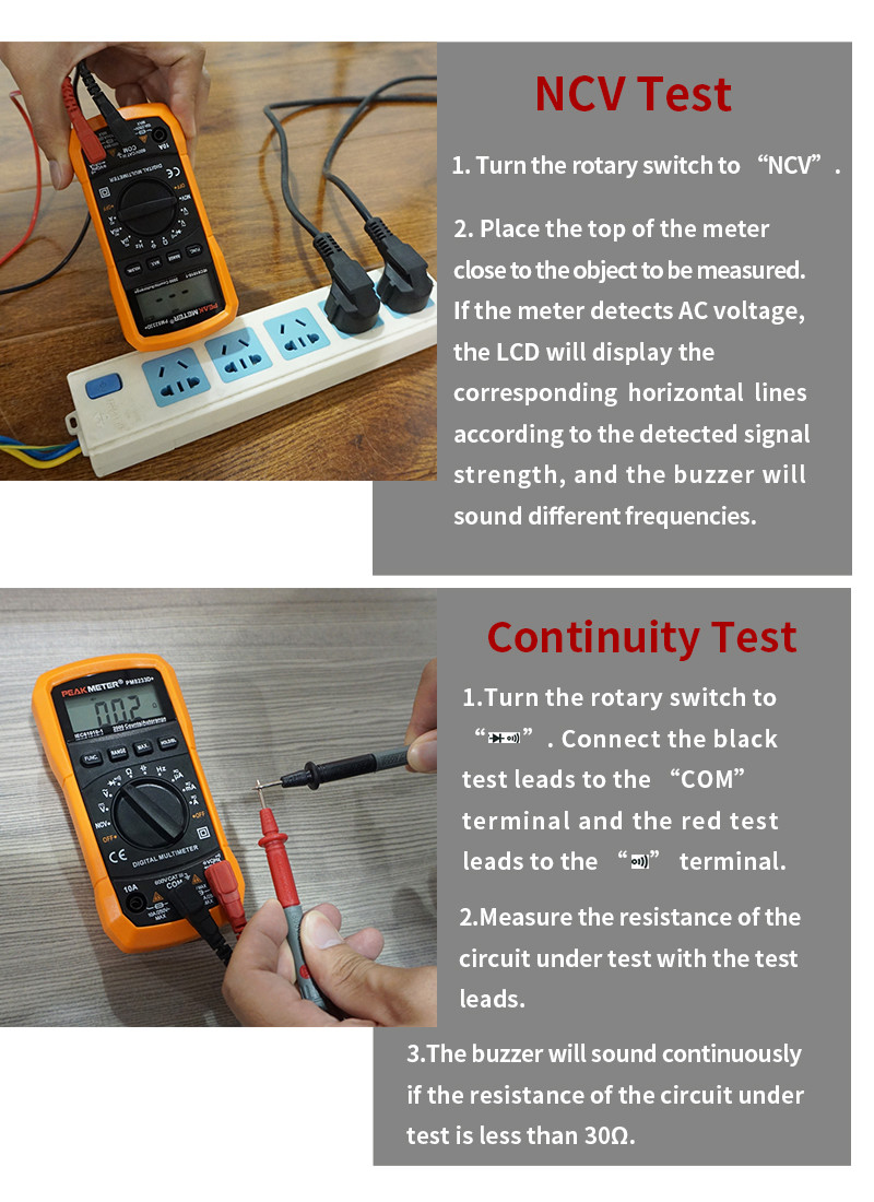 Specialize Smart Automotive Digital Multimeter DC9V 6F22 Battery With NCV Function
