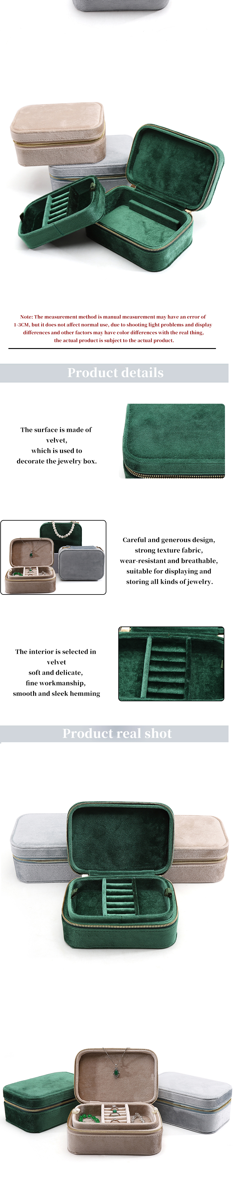 Wedding Velvet Travel Ring Box for Han Hong Couple Necklace Jewelry Storage