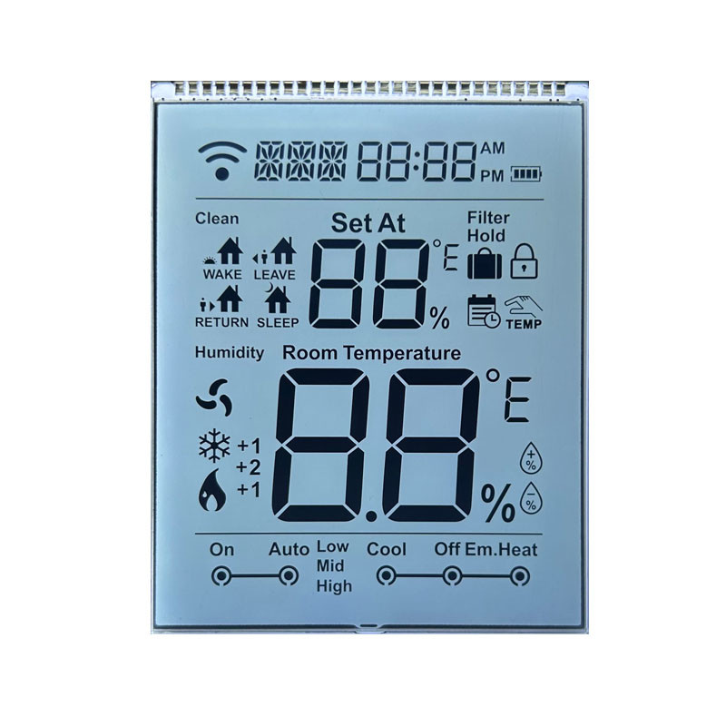 Transparent HTN LCD Panel Monochrome Segment LCD Display Panel For Thermostat