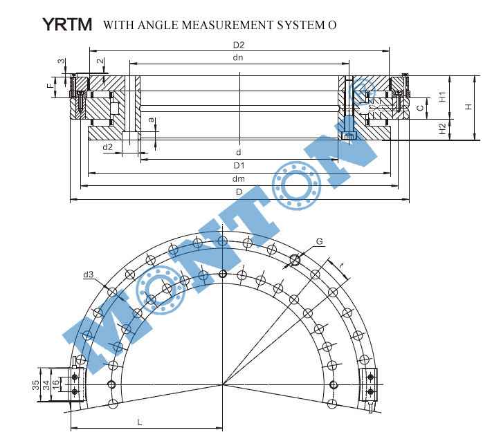 YRTM200 axial and radial bearing yrtm with angle measuring system factory