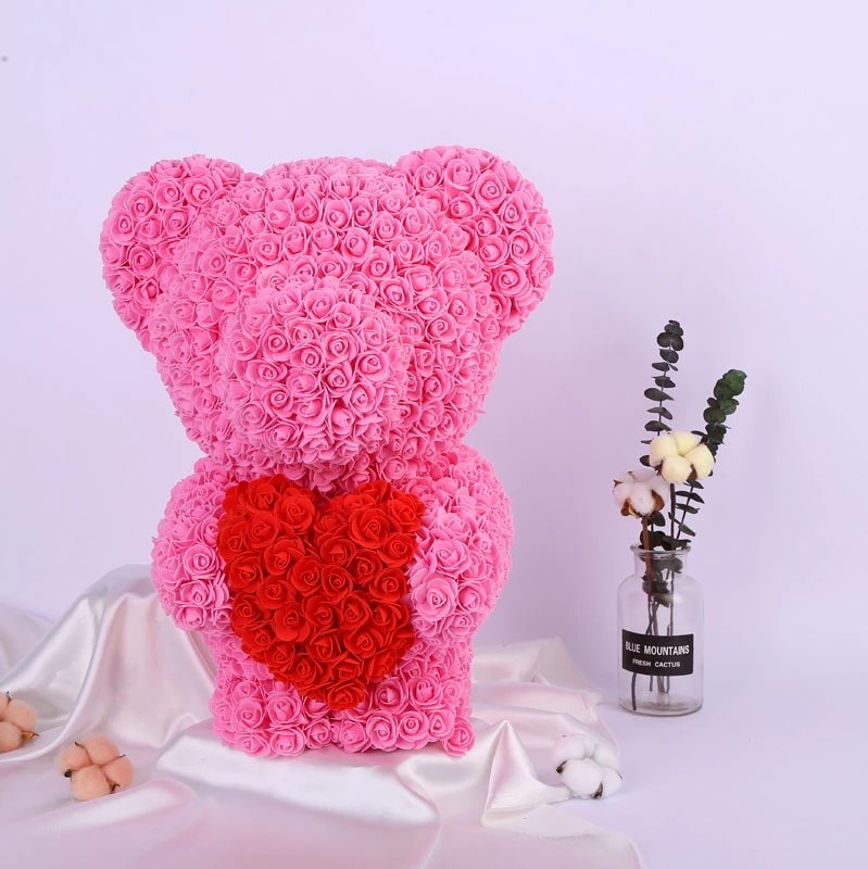 Wholesale Price 40CM Roses Bear with Diamond for Valentines Day Gift
