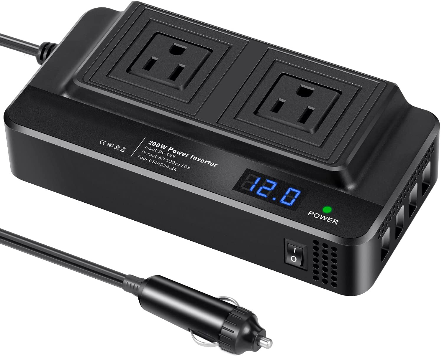 Multifunction Car Power Inverter 200W Dc 12V/24V To Ac 220V Car Power Inverter Dc 12V/24V To Ac 220V Power Car Inverter