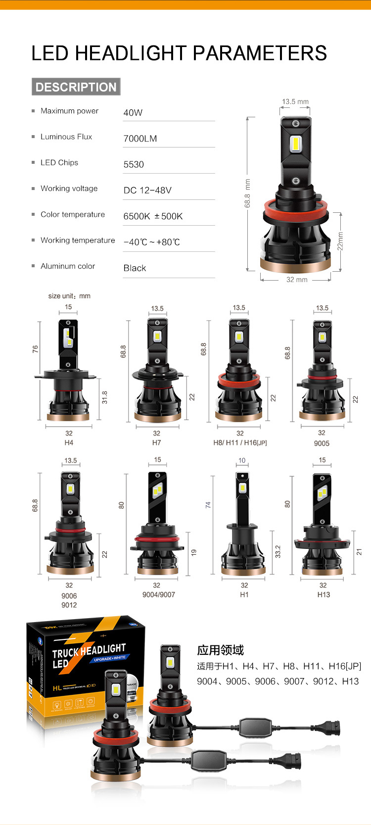 H4 H7 H8 H11 H16 Fog Light Bulb 40W D9K-9004 9005 9006 9007