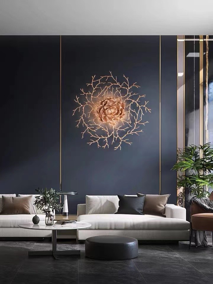Copper High Quality Living Room Flower Plant Decorative Wall Lights
