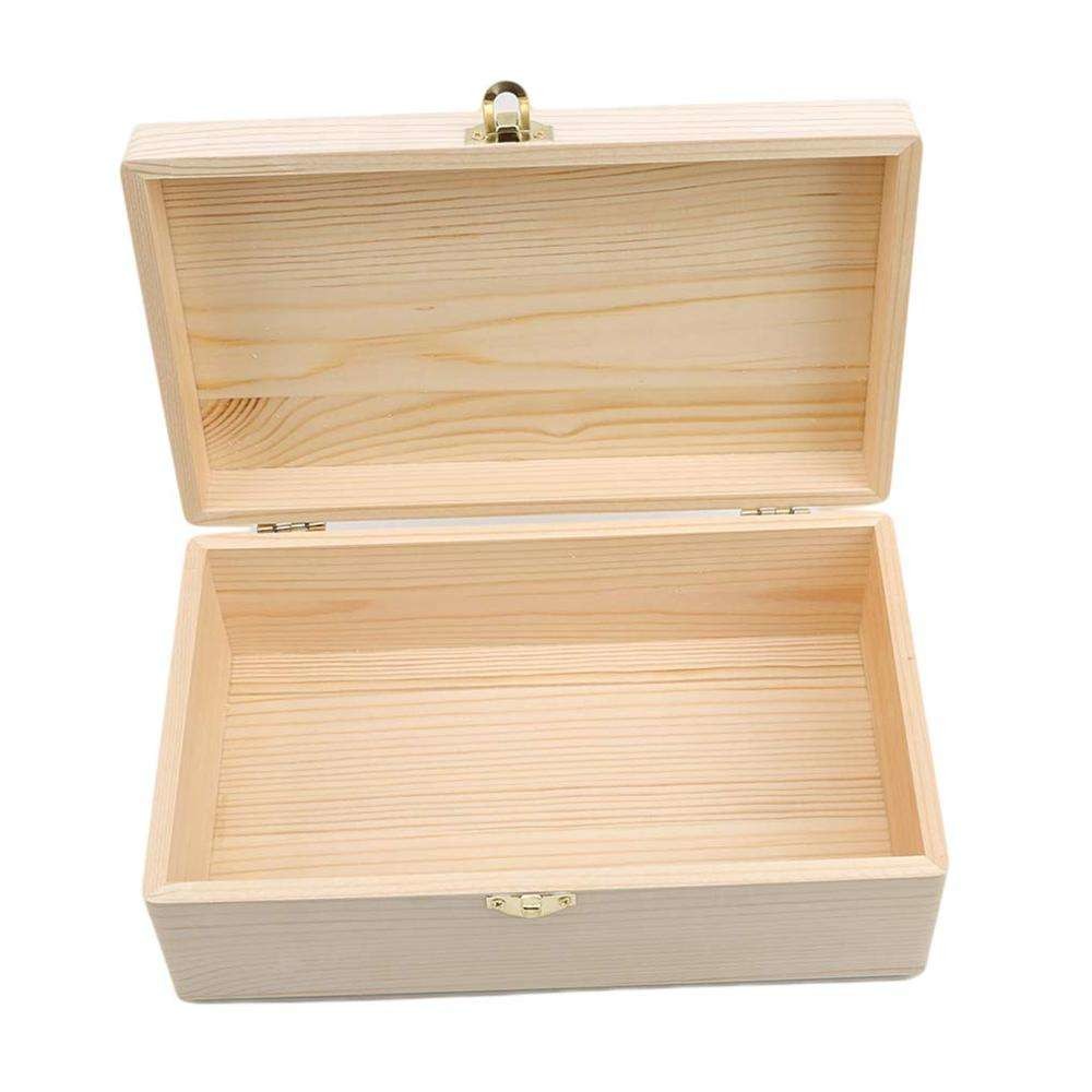 Festival Keepsake Vintage Hinged Lidded Wooden Box Unfinished Multifunctional