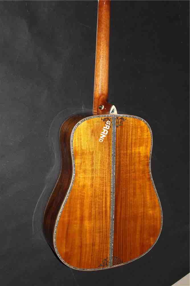 AAAA all solid koa wood guitar dreadnought body solid koa acoustic electric guitar abalone binding ebony fingerboard EMS