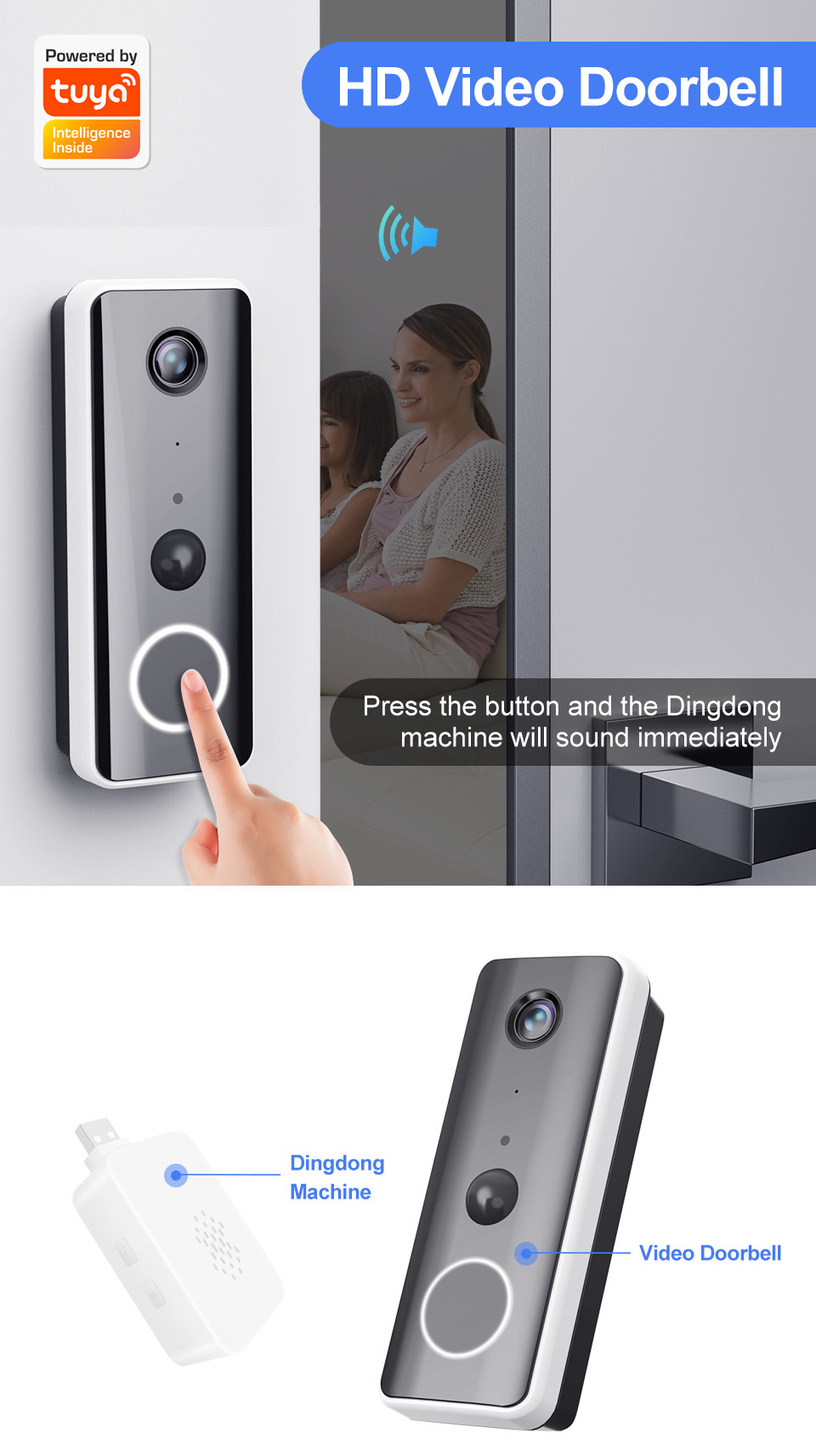 1080P WIFI Wireless Video Doorbell Camera Video Intercom With Chime