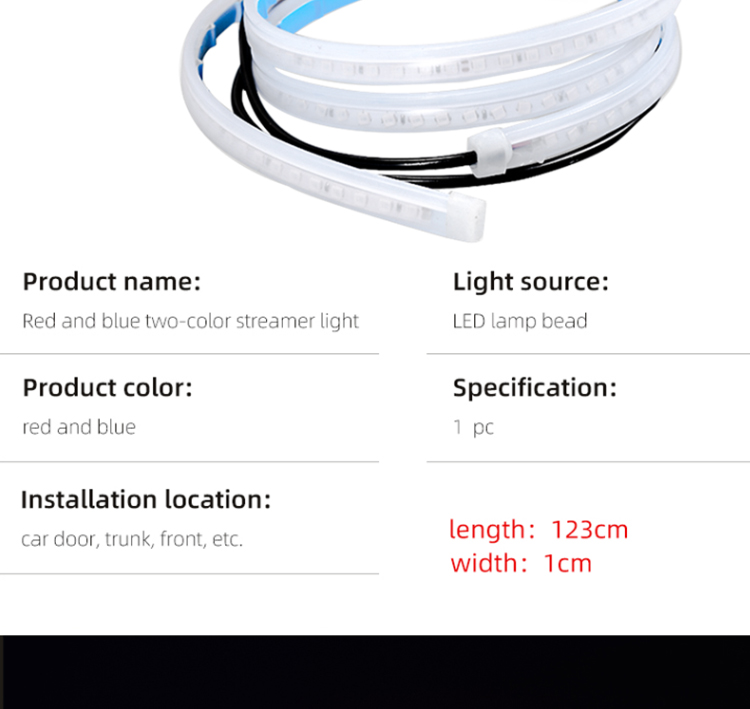 Universal Two Color Waterproof Car Door Warning Led Light 12V 120cm