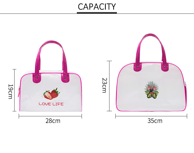 Zipper Close Mesh Cosmetic Makeup Bag With Handle