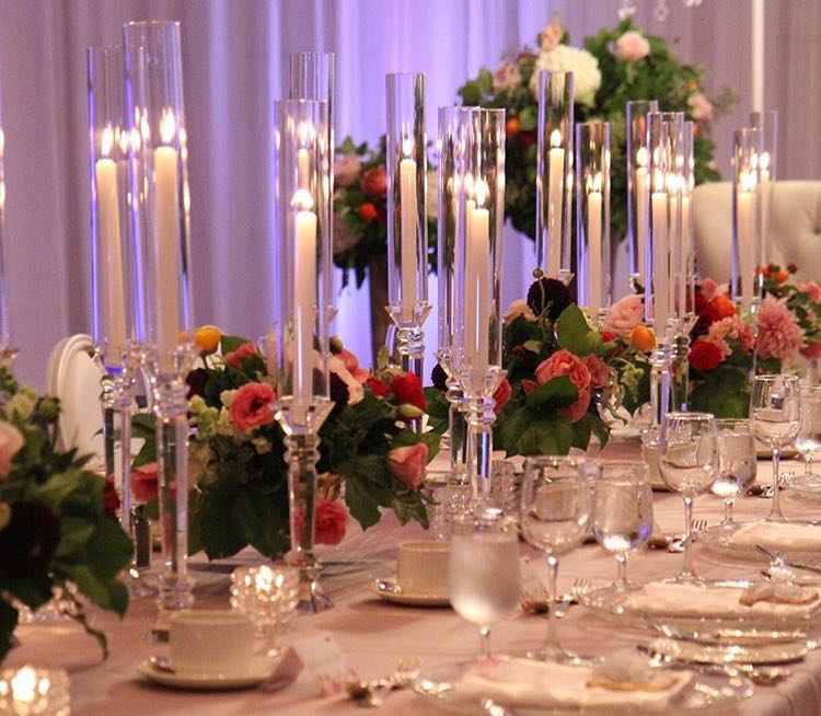 Candelabra Wedding Candle Holders Clear Crystal Candle Holder Centerpieces 50cm