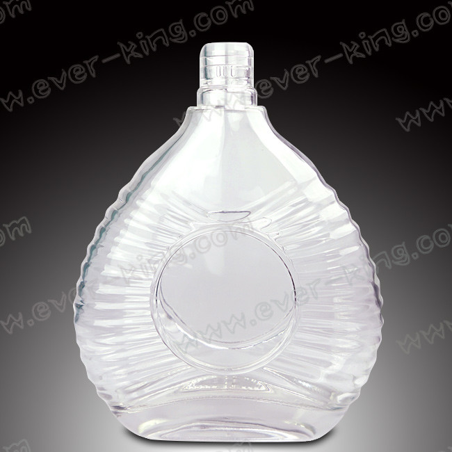 Glass cap 500 ML Round Oval Rum Tequila Bottle
