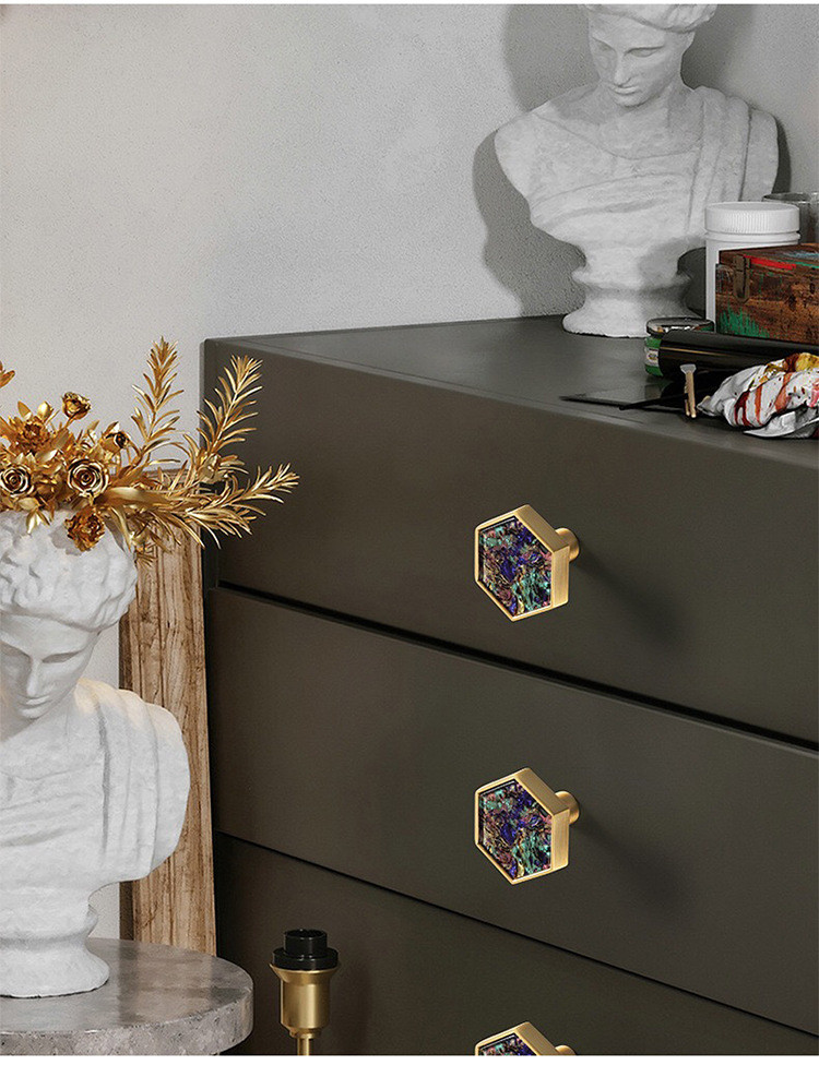 Zinc Alloy Hexagon Knobs Flower Home Decoration Handles And Furniture Fitting