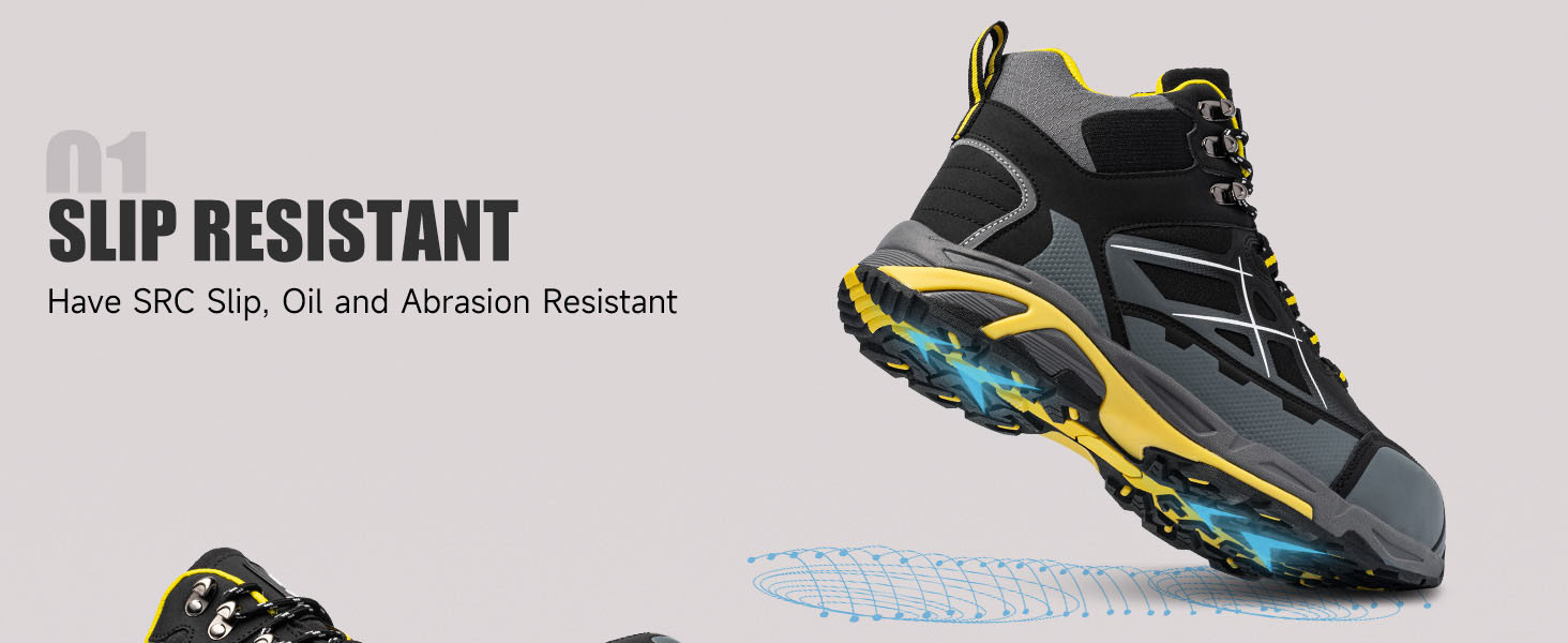 Black Unisex Reflective Strip Safety Boots with PU Rubber Sole for Anti-proof Work Shoes