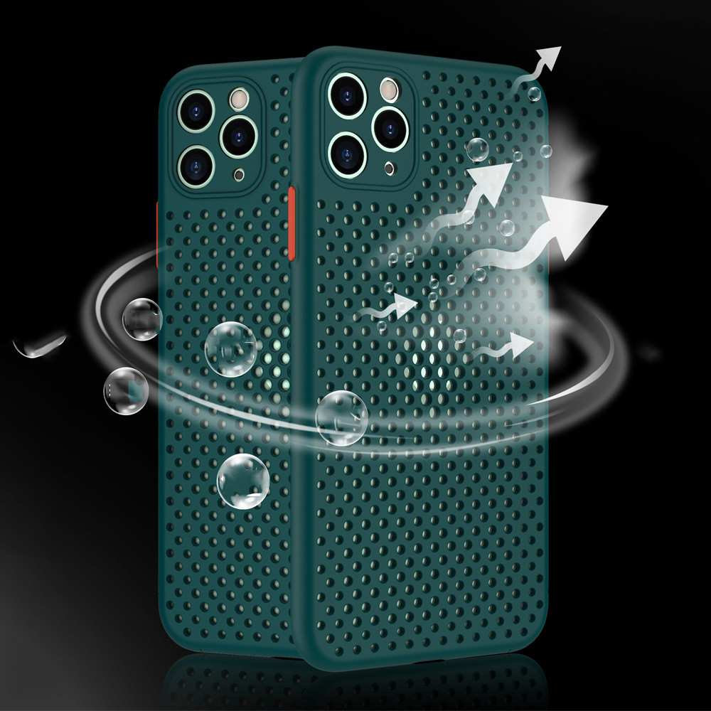 Iphone 6 7 8 Plus 11 12 Pro Max Soft Tpu Material Mesh Design Heat Dissipator Anti-Shock Phone Case