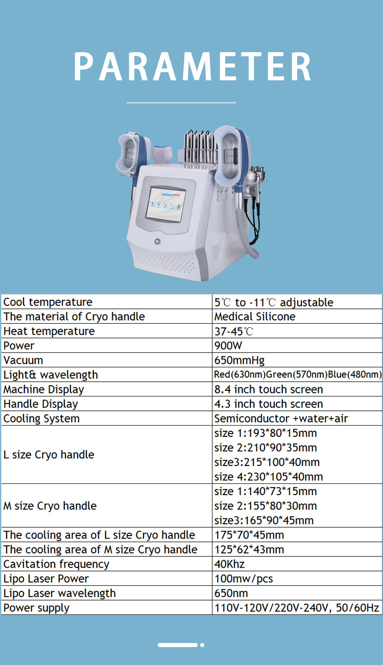 2021 Portable cryo 360 Degree Cryolipolysis Machine Cryo therapy cavitation rf Lipo laser cryo 3 handles with double ch