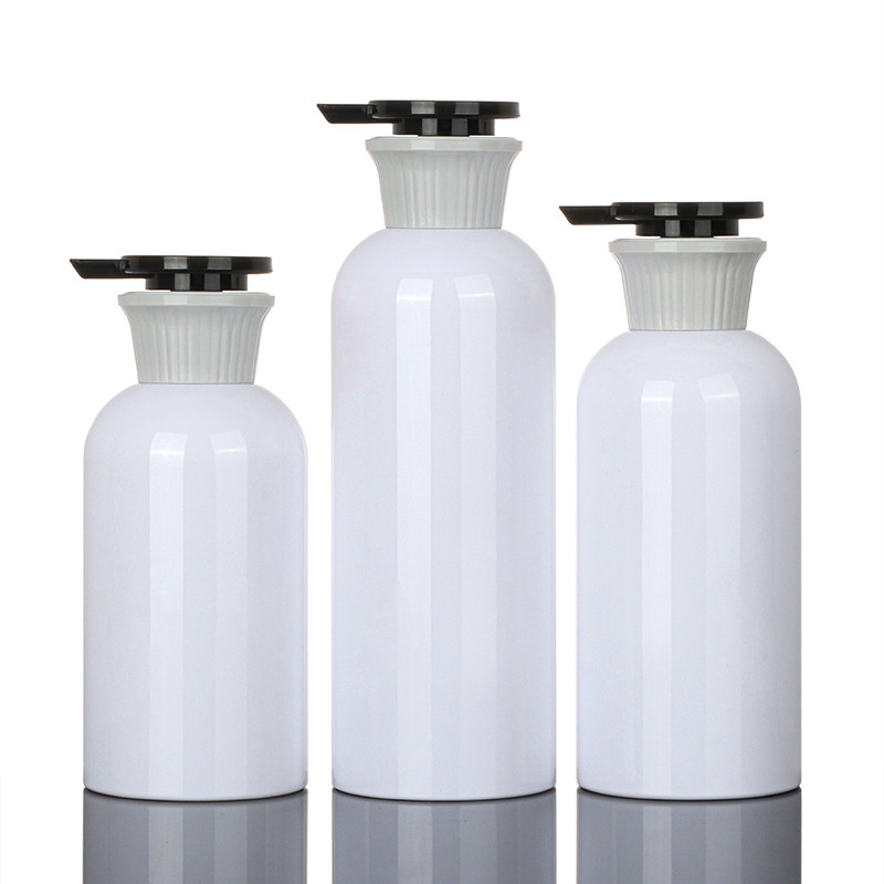 400ml Empty Containers Round Lotion Plastic PET Shampoo And Conditioner Airless Pump Bottle