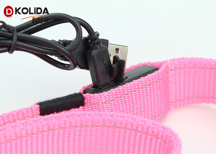 Night Safety Walking Flashing Luminous Glow In The Dark Leash , 60mah Rechargable Liuthium Battery