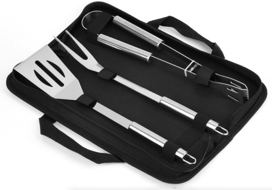 BBQ Tool set with Rollbag 3PCS Stainless Steel Barbecue For Outdoor Tool