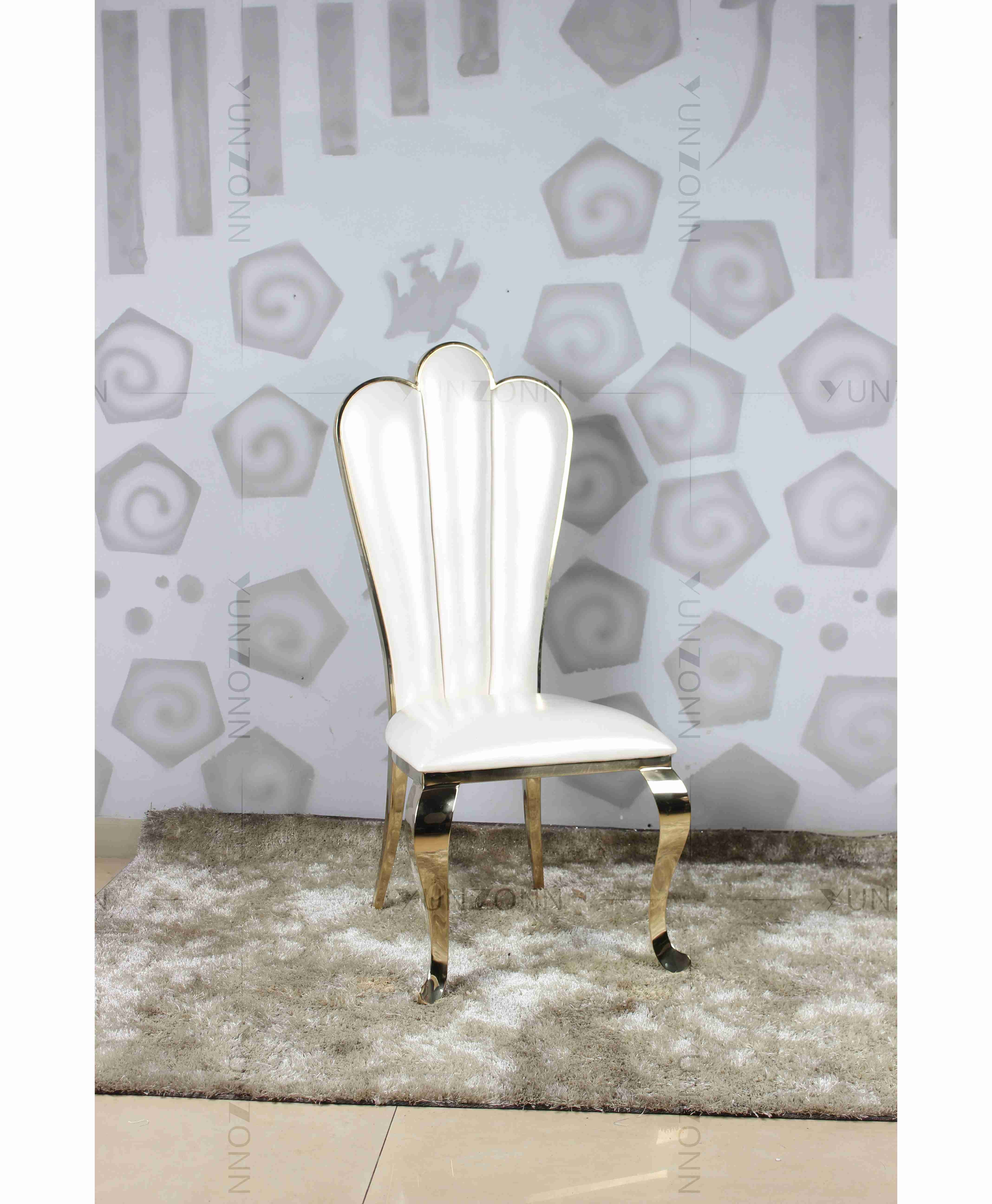 White PU wholesale banquet chairs wedding stainless steel gold chair