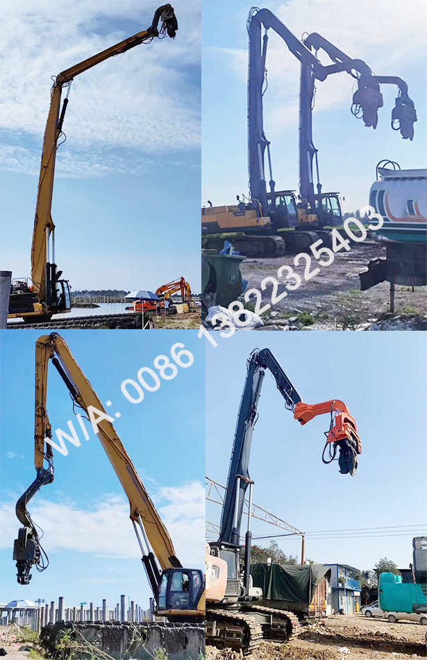 Customized Color Excavator Pile Driving Boom Arm With Hammer Auger Attachment
