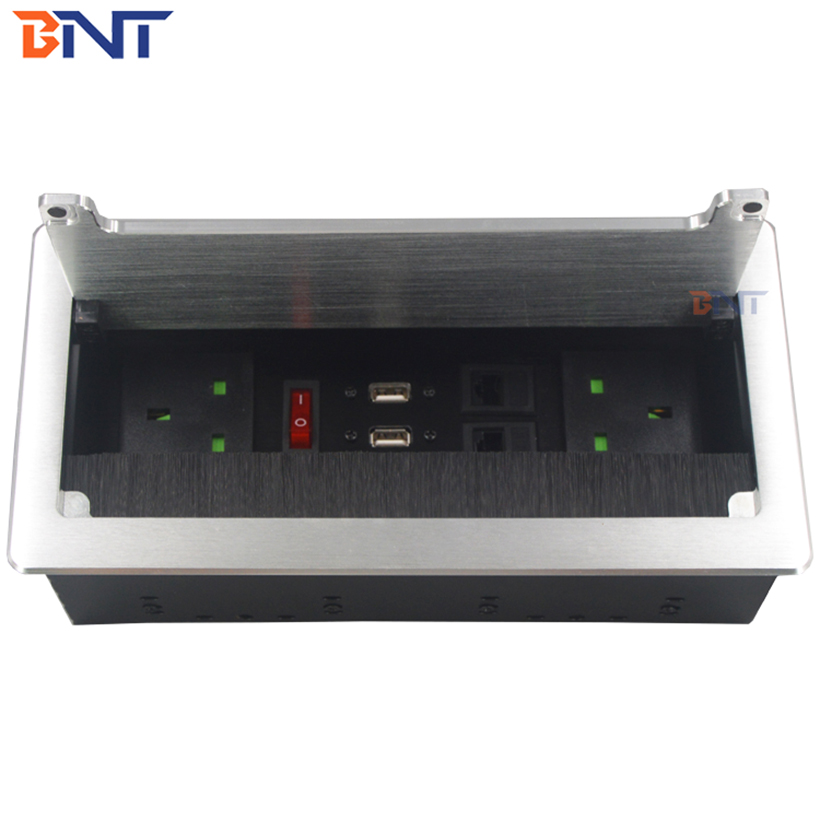 Smart office use cable management brush power data table outlet box