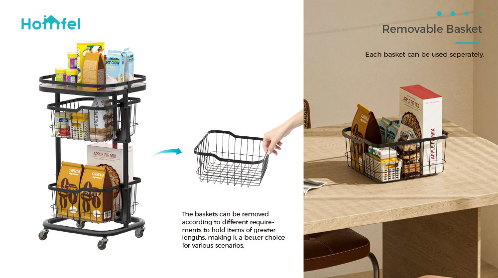 Multifunctional Metal Storage Trolley , Kitchen Rotating Trolley Three Layer