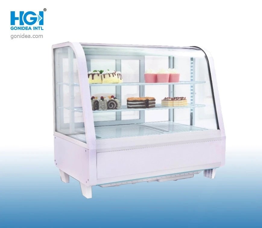 Counter Top Front Curved Glass Cake Display Fridge 100L