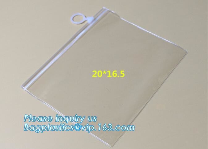 Swimwear toiletry PVC Vinyl Bag With Slider k, Slider zipper Clear pvc bag for package Vinyl, snap button PVC EVA