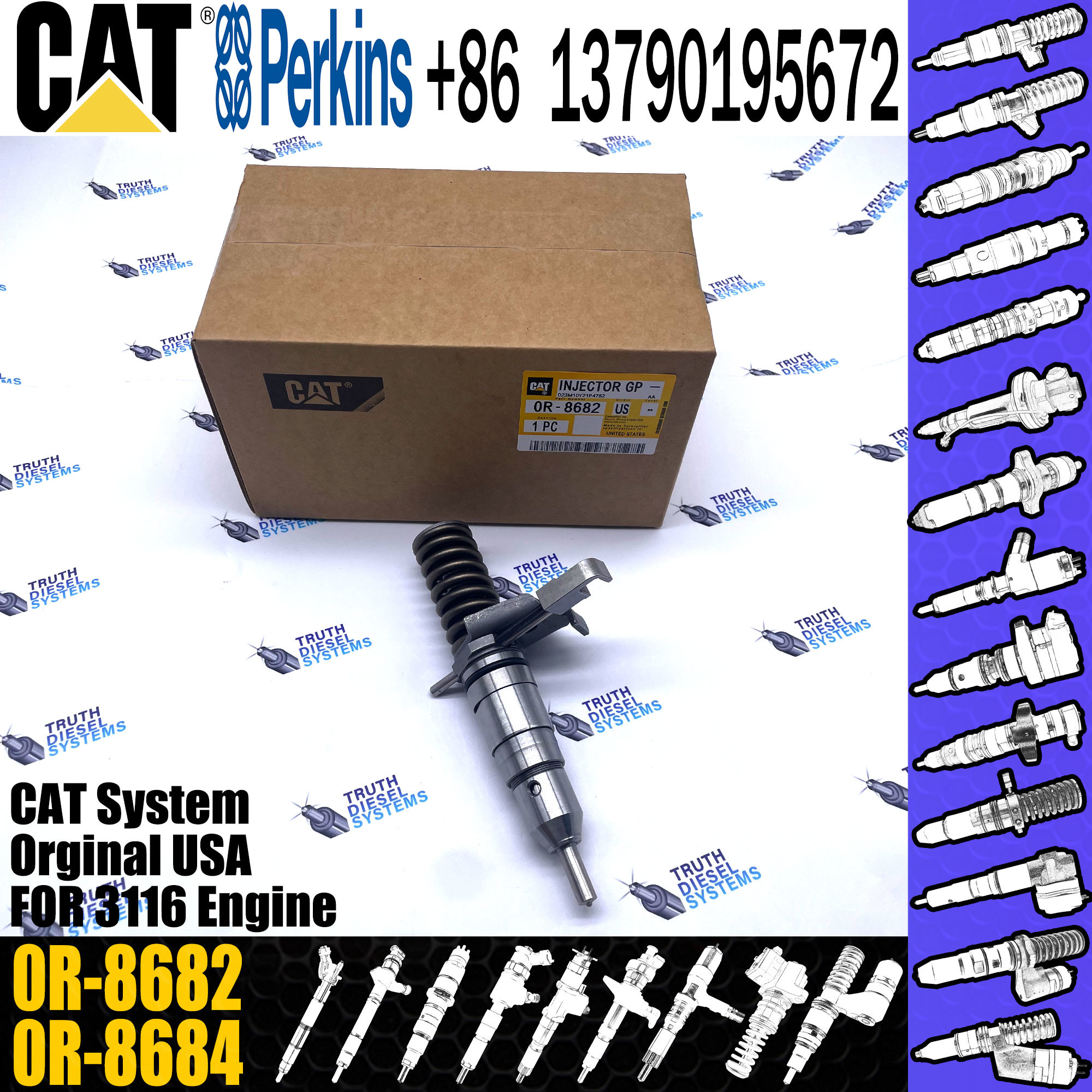 Machinery Parts Diesel Fuel Injector 127-8218 1278218 107-7735 107-7733 0R-8682 For Caterpillar 3116 3126 3100 Engine