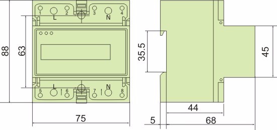 Factory Supply 4P Din Rail 1 Phase 2 wire Digital LCD Electric Power Energy Meter