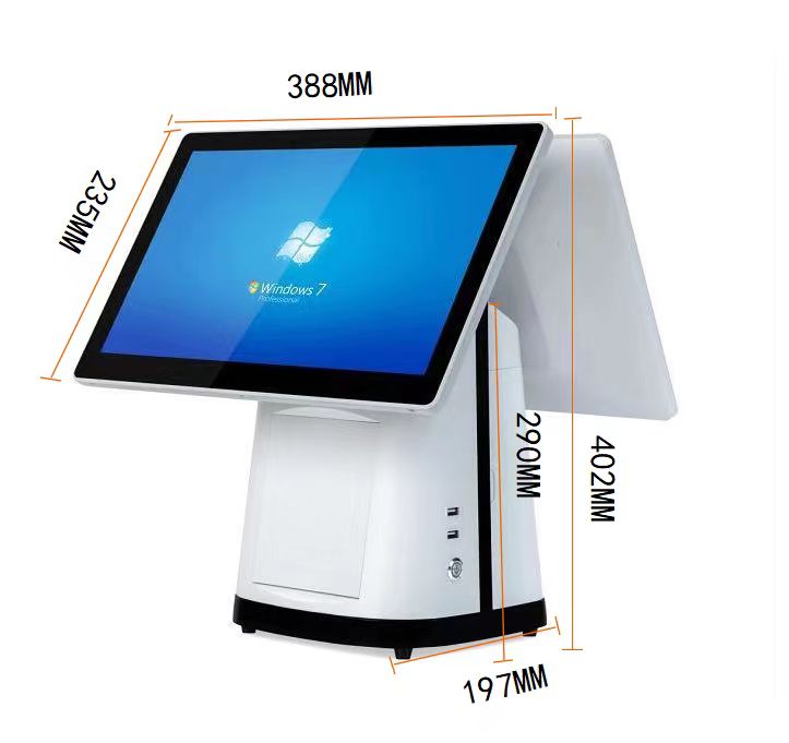 15.6'' Touch Screen Cash Register with Win 10/Android OS and Full HD 1080P Main Display
